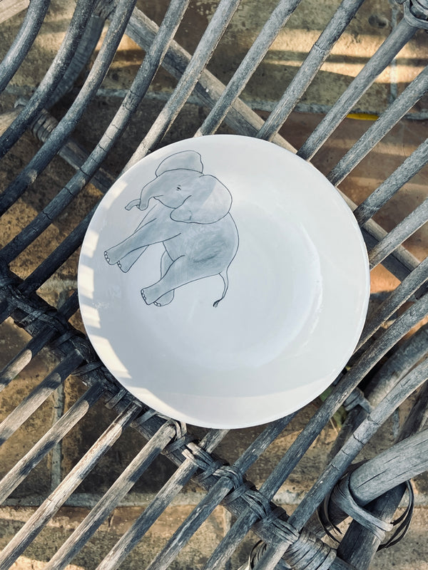 Assiette creuse Elephant Front-ASSIETTE CREUSE-Three Seven Paris- Ceramic Plates, Platters, Bowls, Coffee Cups. Animal Designs, Zebra, Flamingo, Elephant. Graphic Designs and more.