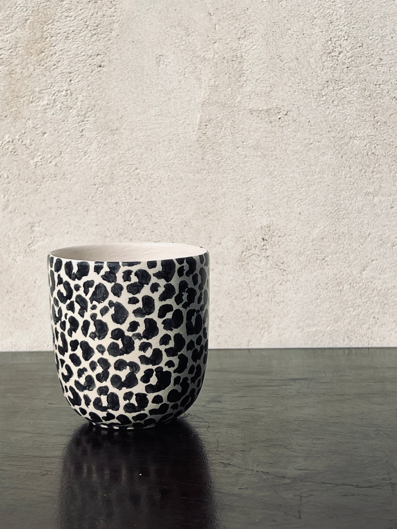 Tasse double espresso leopard print small-GRANDE TIMBALE-Three Seven Paris- Ceramic Plates, Platters, Bowls, Coffee Cups. Animal Designs, Zebra, Flamingo, Elephant. Graphic Designs and more.