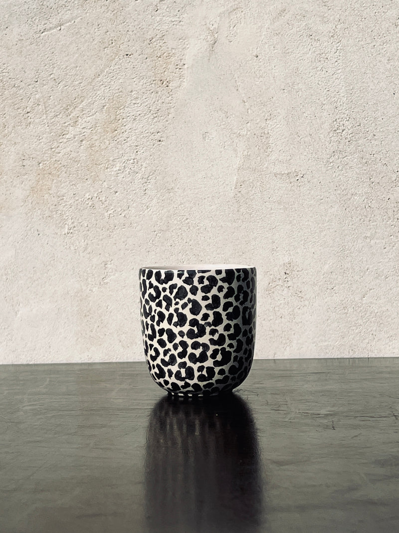 Tasse double espresso leopard print small-GRANDE TIMBALE-Three Seven Paris- Ceramic Plates, Platters, Bowls, Coffee Cups. Animal Designs, Zebra, Flamingo, Elephant. Graphic Designs and more.