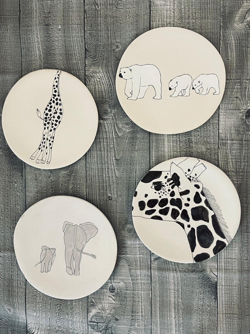 VP 424-Three Seven Paris- Ceramic Plates, Platters, Bowls, Coffee Cups. Animal Designs, Zebra, Flamingo, Elephant. Graphic Designs and more.