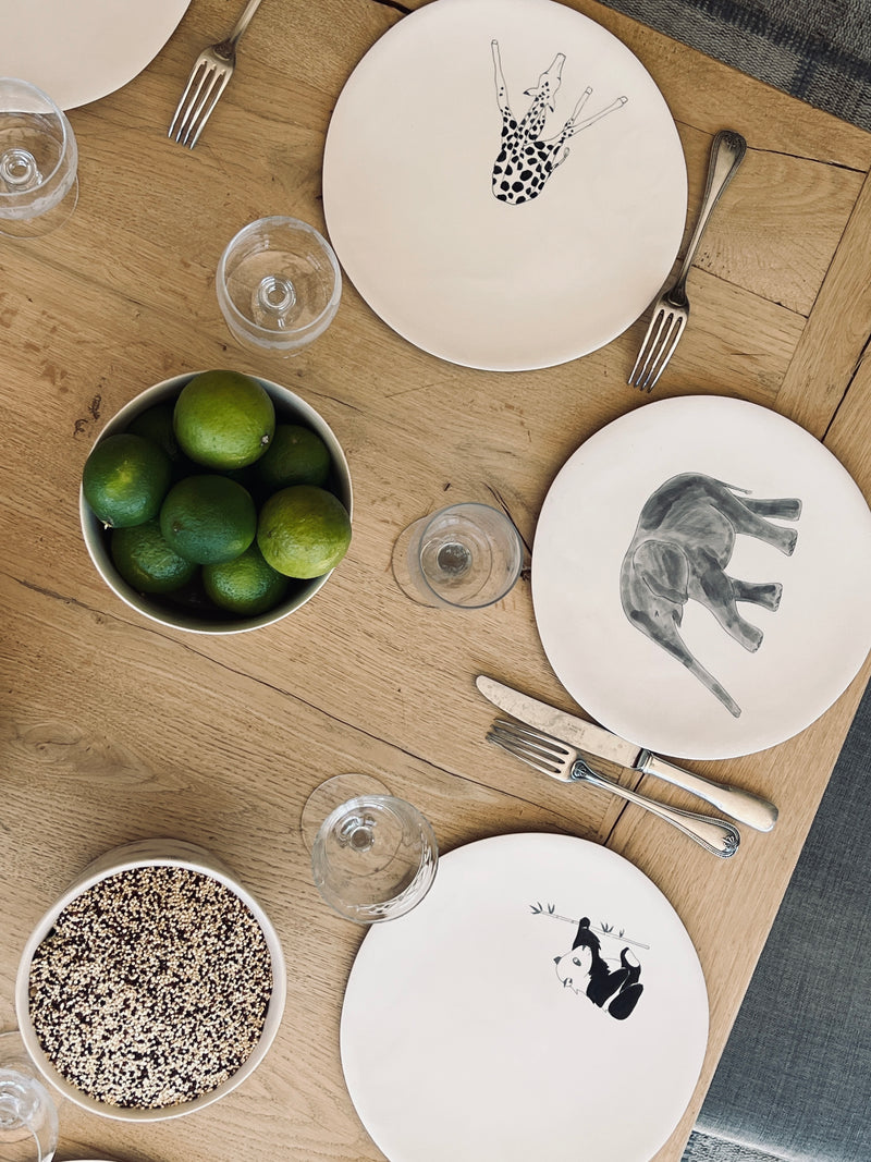 Assiette principale Elephant Profil-ASSIETTE PRINCIPALE-Three Seven Paris- Ceramic Plates, Platters, Bowls, Coffee Cups. Animal Designs, Zebra, Flamingo, Elephant. Graphic Designs and more.