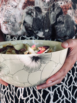 Grand saladier Flowers 1-GRAND SALADIER-Three Seven Paris- Ceramic Plates, Platters, Bowls, Coffee Cups. Animal Designs, Zebra, Flamingo, Elephant. Graphic Designs and more.
