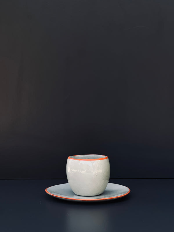 Tasse à espresso Béton Liseré orange-TASSE A ESPRESSO-Three Seven Paris- Ceramic Plates, Platters, Bowls, Coffee Cups. Animal Designs, Zebra, Flamingo, Elephant. Graphic Designs and more.
