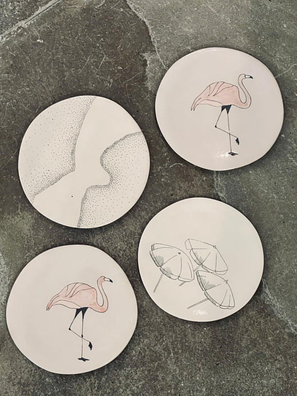 DS 128-ASSIETTE À DESSERT-Three Seven Paris- Ceramic Plates, Platters, Bowls, Coffee Cups. Animal Designs, Zebra, Flamingo, Elephant. Graphic Designs and more.