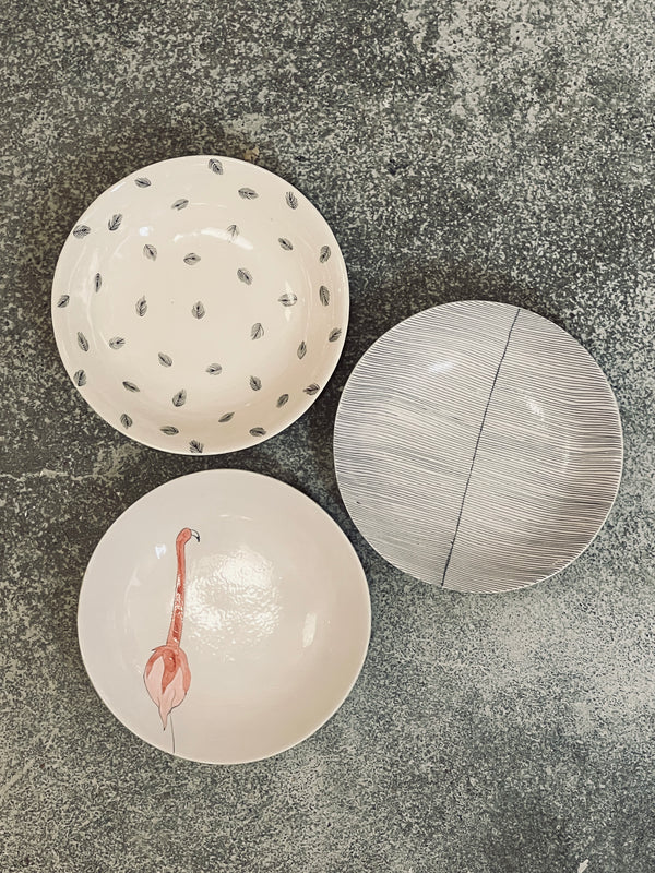 DS 143-ASSIETTE CREUSE-Three Seven Paris- Ceramic Plates, Platters, Bowls, Coffee Cups. Animal Designs, Zebra, Flamingo, Elephant. Graphic Designs and more.