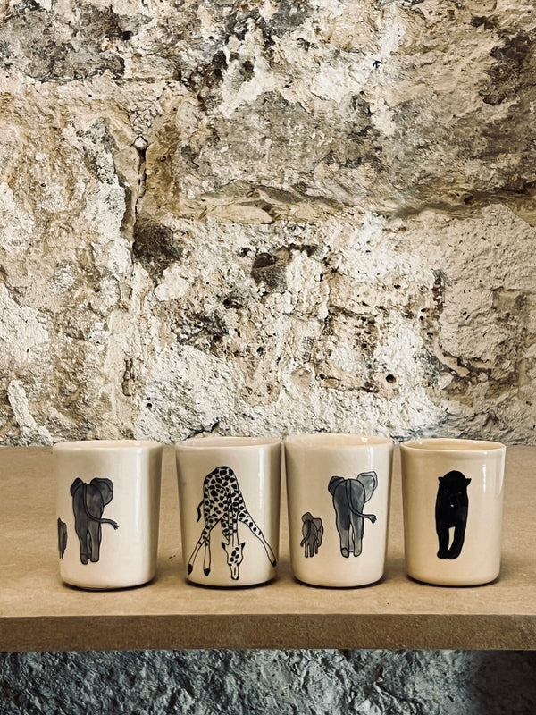 DS 160-TASSE DOUBLE ESPRESSO-Three Seven Paris- Ceramic Plates, Platters, Bowls, Coffee Cups. Animal Designs, Zebra, Flamingo, Elephant. Graphic Designs and more.