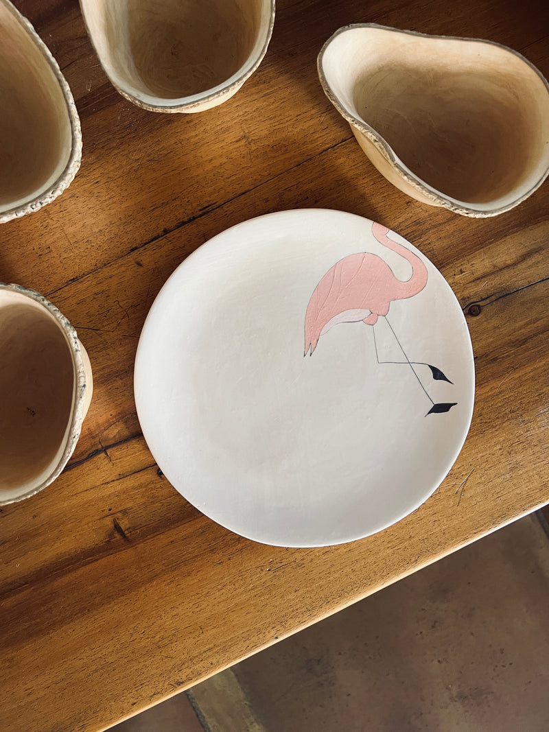 Assiette à dessert Flamingo Profil-ASSIETTE À DESSERT-Three Seven Paris- Ceramic Plates, Platters, Bowls, Coffee Cups. Animal Designs, Zebra, Flamingo, Elephant. Graphic Designs and more.
