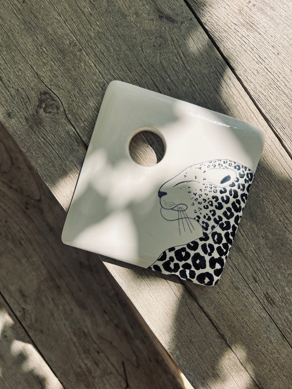 Mouillette Simple Leopard profil-COQUETIER SIMPLE-Three Seven Paris- Ceramic Plates, Platters, Bowls, Coffee Cups. Animal Designs, Zebra, Flamingo, Elephant. Graphic Designs and more.