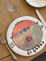 Assiette de présentation Monstre orange-ASSIETTE DE PRÉSENTATION-Three Seven Paris-Ivoire- Ceramic Plates, Platters, Bowls, Coffee Cups. Animal Designs, Zebra, Flamingo, Elephant. Graphic Designs and more.