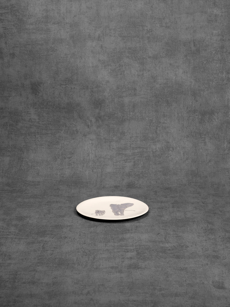 Assiette à dessert Elephant Mother-ASSIETTE À DESSERT-Three Seven Paris- Ceramic Plates, Platters, Bowls, Coffee Cups. Animal Designs, Zebra, Flamingo, Elephant. Graphic Designs and more.