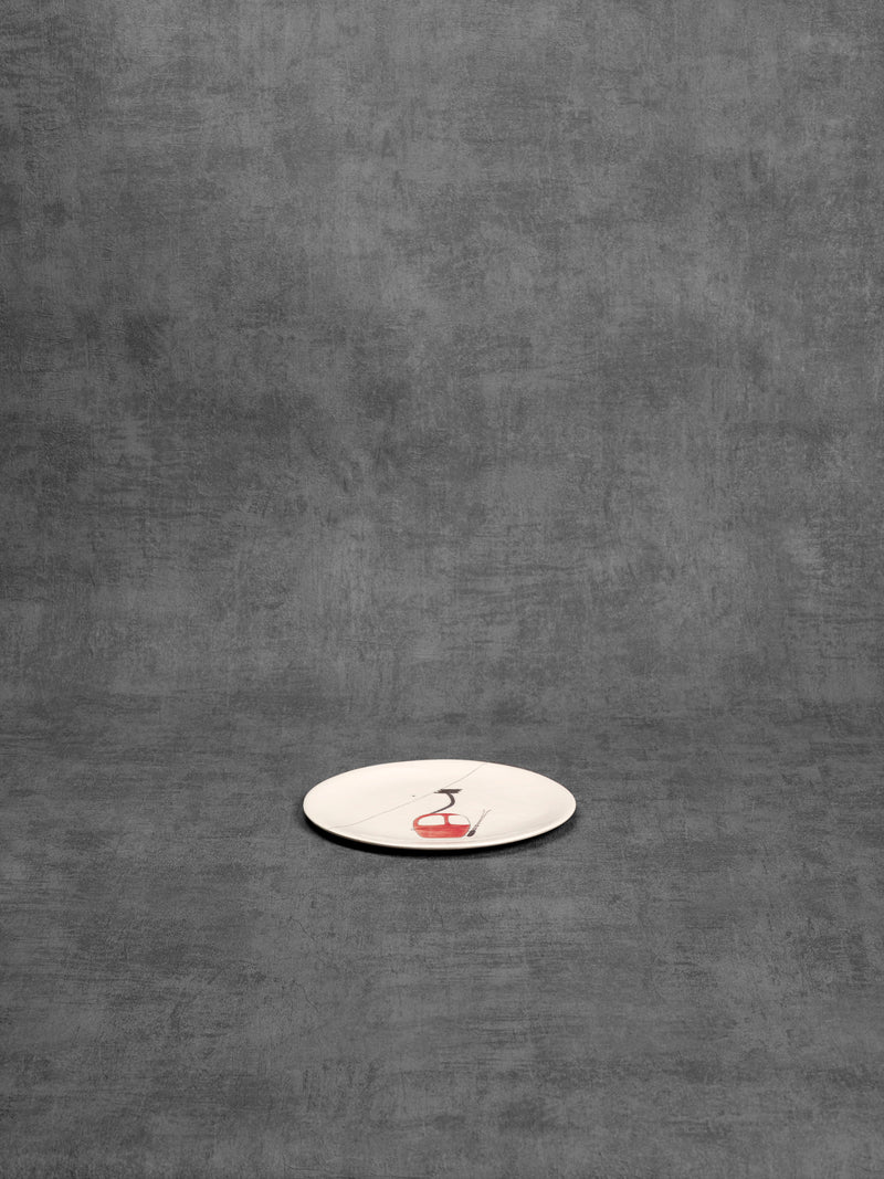 Assiette à dessert Ski Lift Simple-ASSIETTE À DESSERT-Three Seven Paris- Ceramic Plates, Platters, Bowls, Coffee Cups. Animal Designs, Zebra, Flamingo, Elephant. Graphic Designs and more.