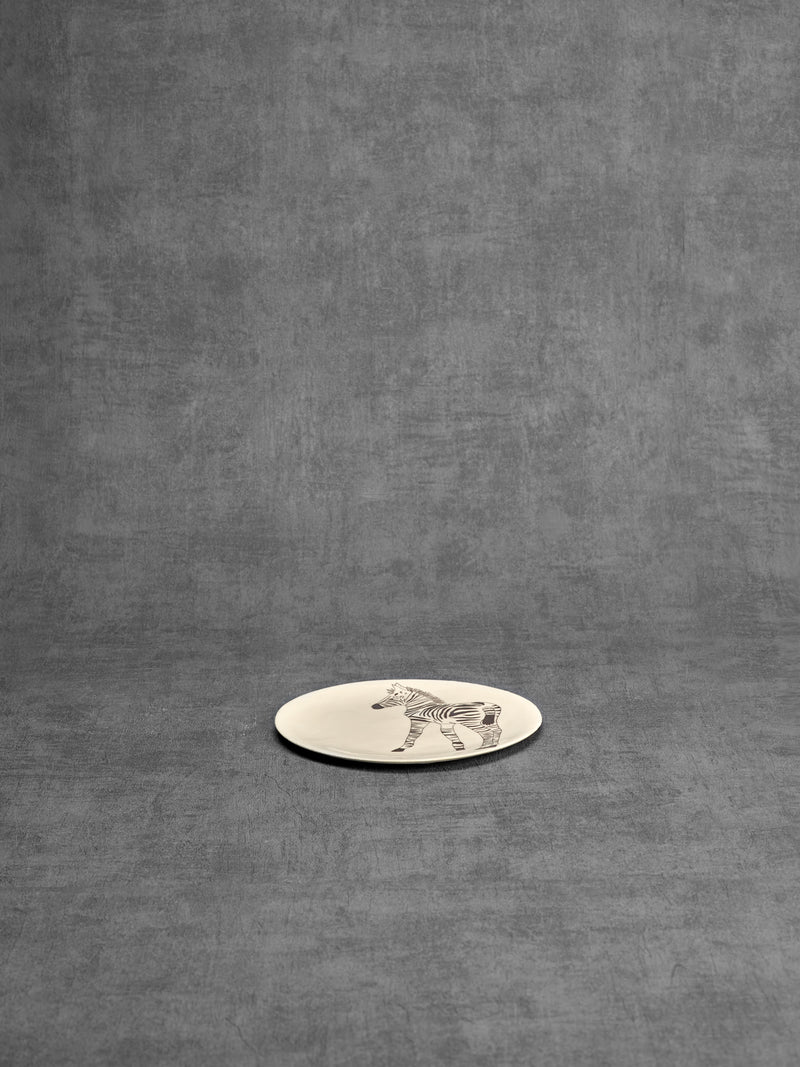 Assiette à dessert Zebra Back-ASSIETTE À DESSERT-Three Seven Paris- Ceramic Plates, Platters, Bowls, Coffee Cups. Animal Designs, Zebra, Flamingo, Elephant. Graphic Designs and more.