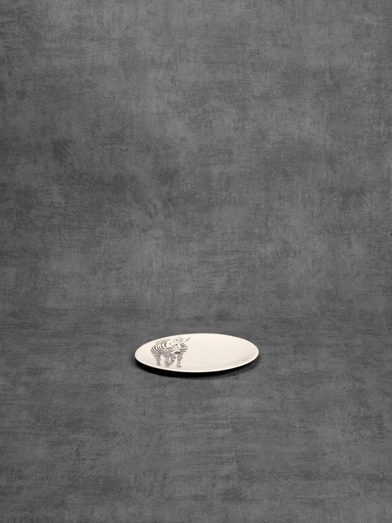 Assiette à dessert Zebra Front-ASSIETTE À DESSERT-Three Seven Paris- Ceramic Plates, Platters, Bowls, Coffee Cups. Animal Designs, Zebra, Flamingo, Elephant. Graphic Designs and more.
