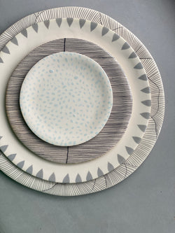 Assiette à tapas Spots Bleu-ASSIETTE À TAPAS-Three Seven Paris- Ceramic Plates, Platters, Bowls, Coffee Cups. Animal Designs, Zebra, Flamingo, Elephant. Graphic Designs and more.