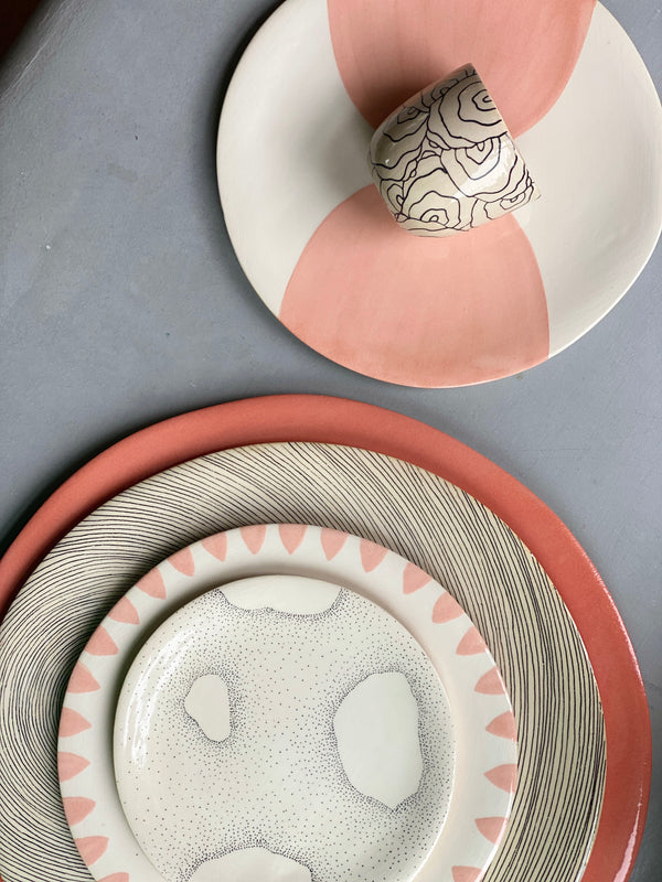 Assiette à dessert Palette Orange-ASSIETTE À DESSERT-Three Seven Paris- Ceramic Plates, Platters, Bowls, Coffee Cups. Animal Designs, Zebra, Flamingo, Elephant. Graphic Designs and more.
