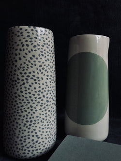 Vase haut Spots Bleu-VASE HAUT-Three Seven Paris- Ceramic Plates, Platters, Bowls, Coffee Cups. Animal Designs, Zebra, Flamingo, Elephant. Graphic Designs and more.