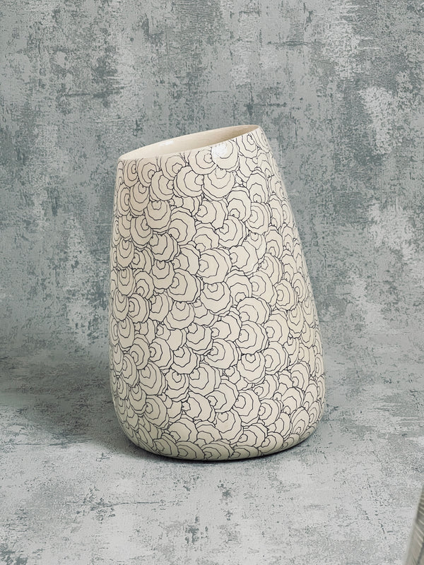 Vase XL Coral Seashell-VASE XL-Three Seven Paris- Ceramic Plates, Platters, Bowls, Coffee Cups. Animal Designs, Zebra, Flamingo, Elephant. Graphic Designs and more.