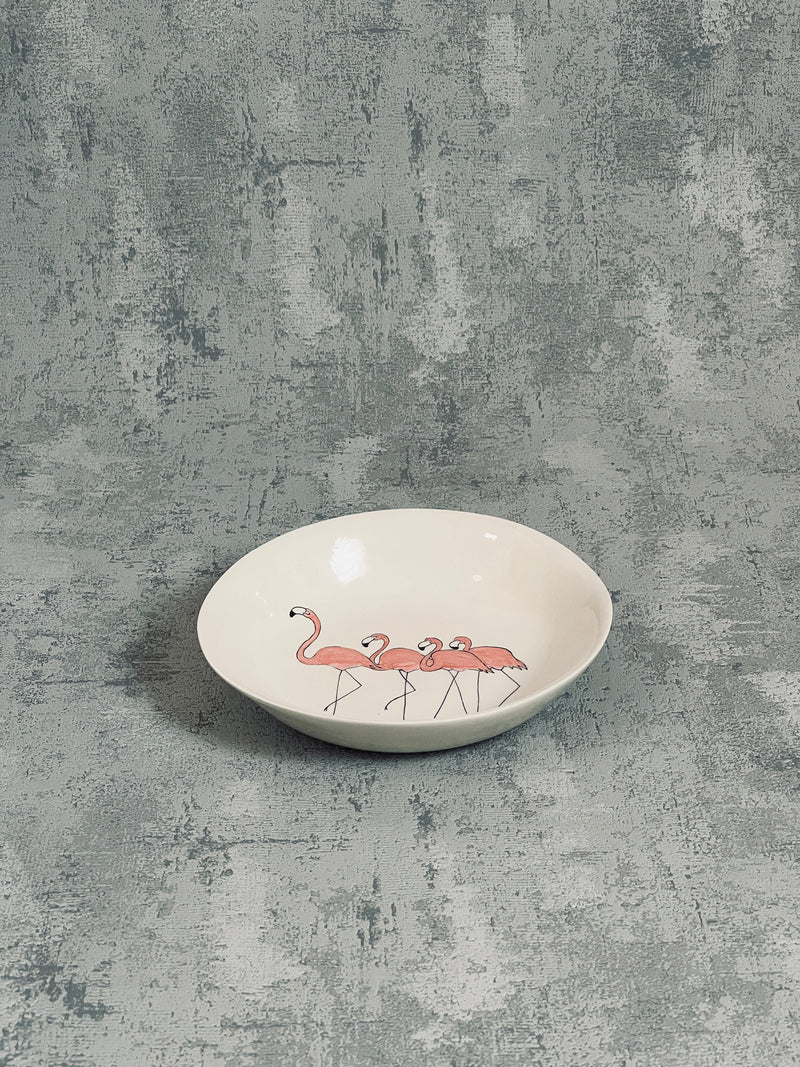 Assiette creuse Flamingo Group-ASSIETTE CREUSE-Three Seven Paris- Ceramic Plates, Platters, Bowls, Coffee Cups. Animal Designs, Zebra, Flamingo, Elephant. Graphic Designs and more.