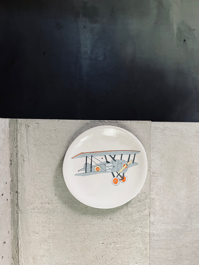 Assiette à dessert Nieuport Biplane-ASSIETTE À DESSERT-Three Seven Paris- Ceramic Plates, Platters, Bowls, Coffee Cups. Animal Designs, Zebra, Flamingo, Elephant. Graphic Designs and more.