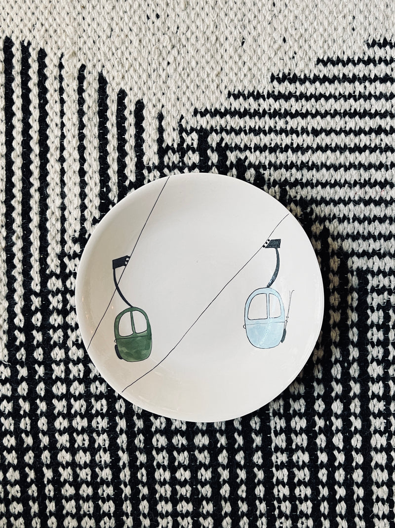 Assiette creuse Ski Lift Double Green & Blue-ASSIETTE CREUSE-Three Seven Paris- Ceramic Plates, Platters, Bowls, Coffee Cups. Animal Designs, Zebra, Flamingo, Elephant. Graphic Designs and more.