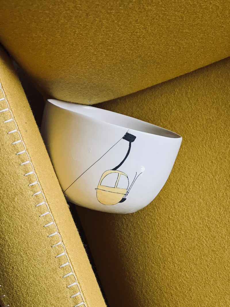 Noodles Ski Lift Simple Jaune-NOODLES-Three Seven Paris- Ceramic Plates, Platters, Bowls, Coffee Cups. Animal Designs, Zebra, Flamingo, Elephant. Graphic Designs and more.