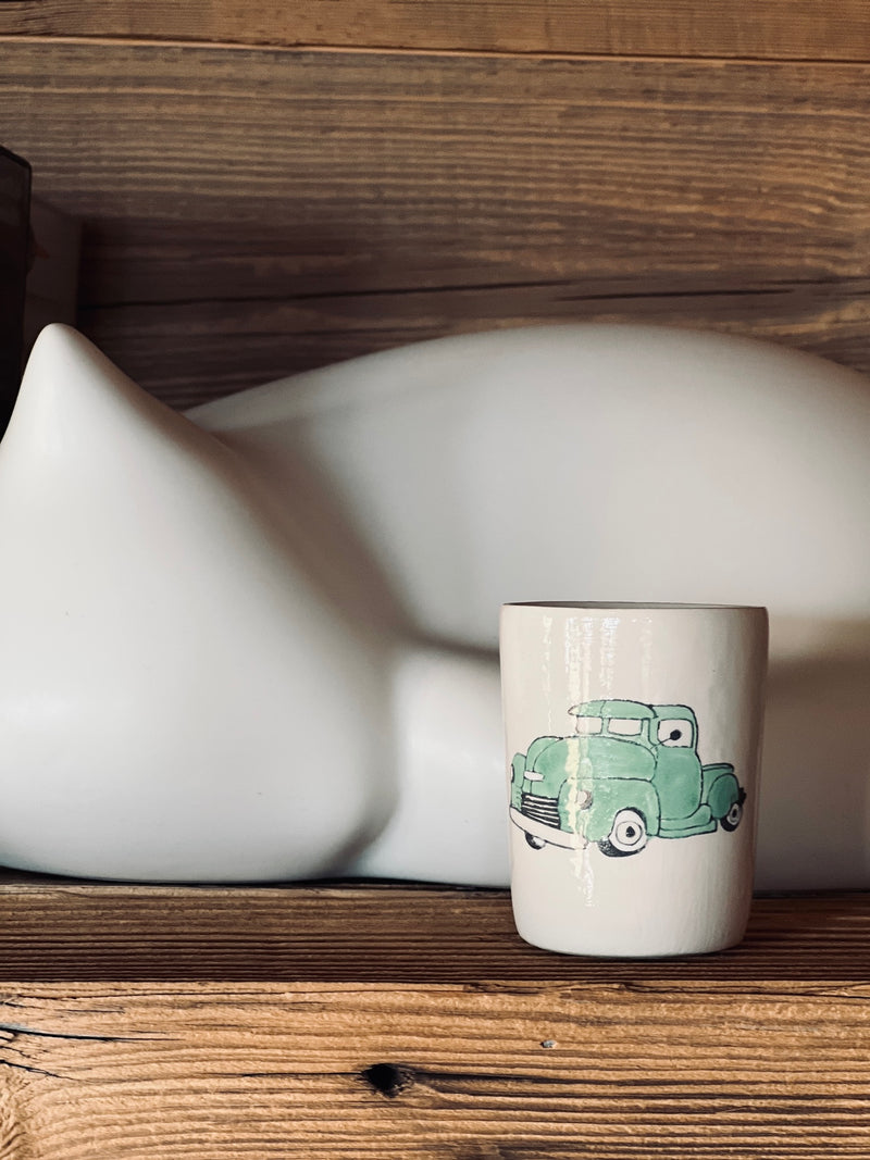 Tasse à café allongé Truck Chevy Pick Up-PETITE TIMBALE-Three Seven Paris- Ceramic Plates, Platters, Bowls, Coffee Cups. Animal Designs, Zebra, Flamingo, Elephant. Graphic Designs and more.