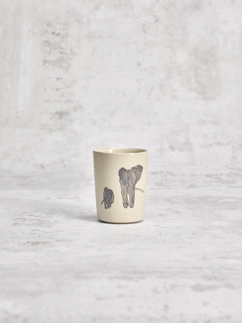 Tasse à café allongé Elephant Mother-PETITE TIMBALE-Three Seven Paris- Ceramic Plates, Platters, Bowls, Coffee Cups. Animal Designs, Zebra, Flamingo, Elephant. Graphic Designs and more.
